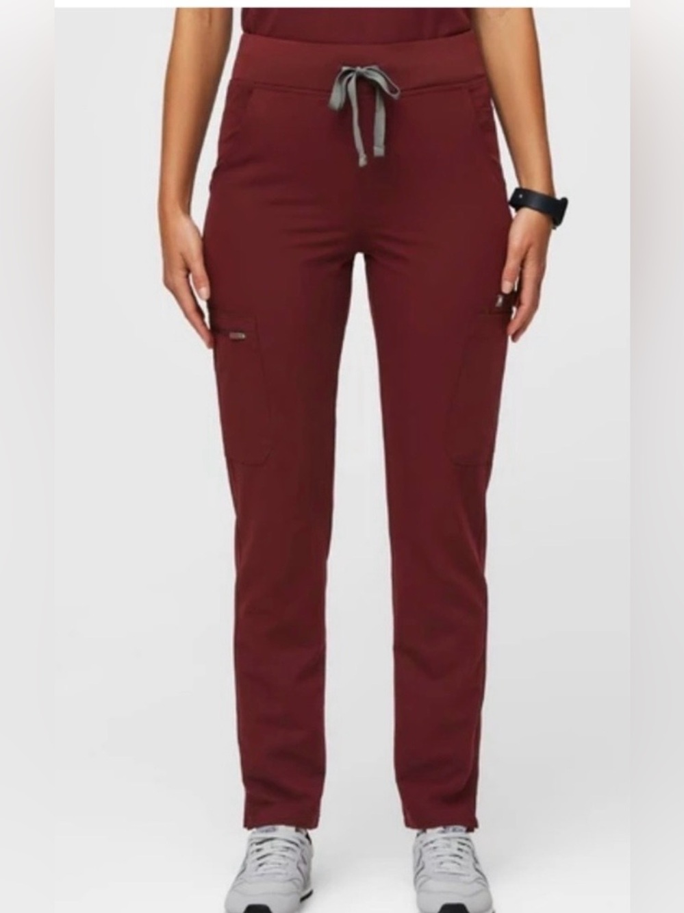 Figs Yola Skinny Scrub Pants Burgundy Small